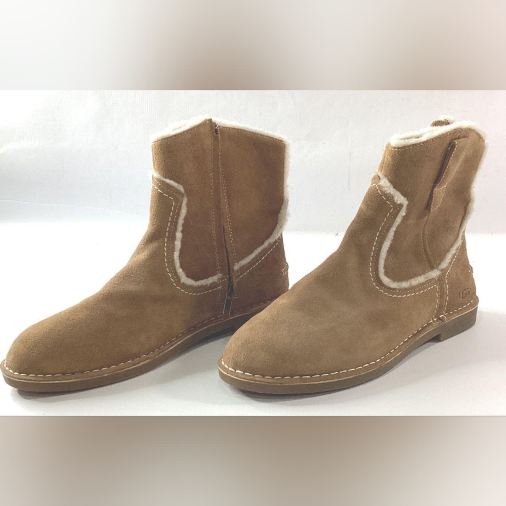 UGG Catica Shearling Suede Leather Chestnut Boots Size 10 NWOT MSRP $195 - Picture 6 of 9